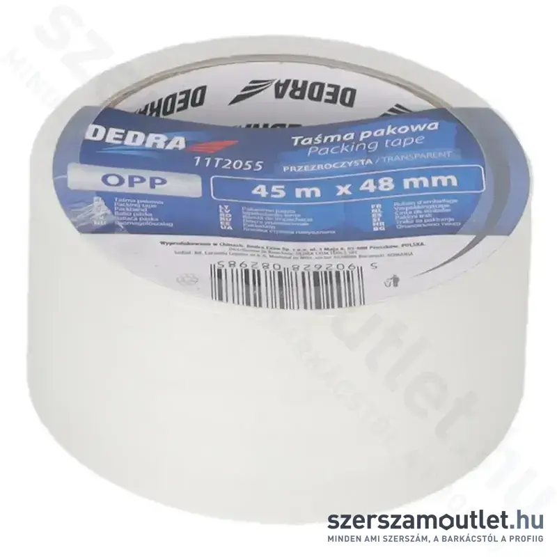 DEDRA Csomagolószalag - ÁTLÁTSZÓ 48mmx45m