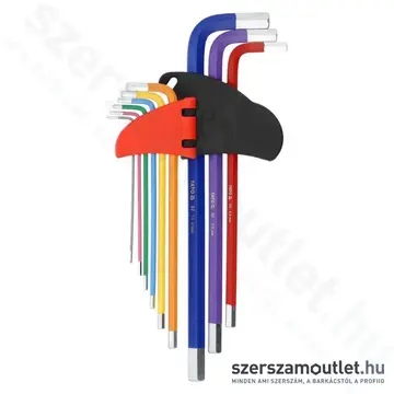 YATO Imbuszkulcs készlet, színezett, hosszított 9 részes (1,5-10mm) (YT-05634)