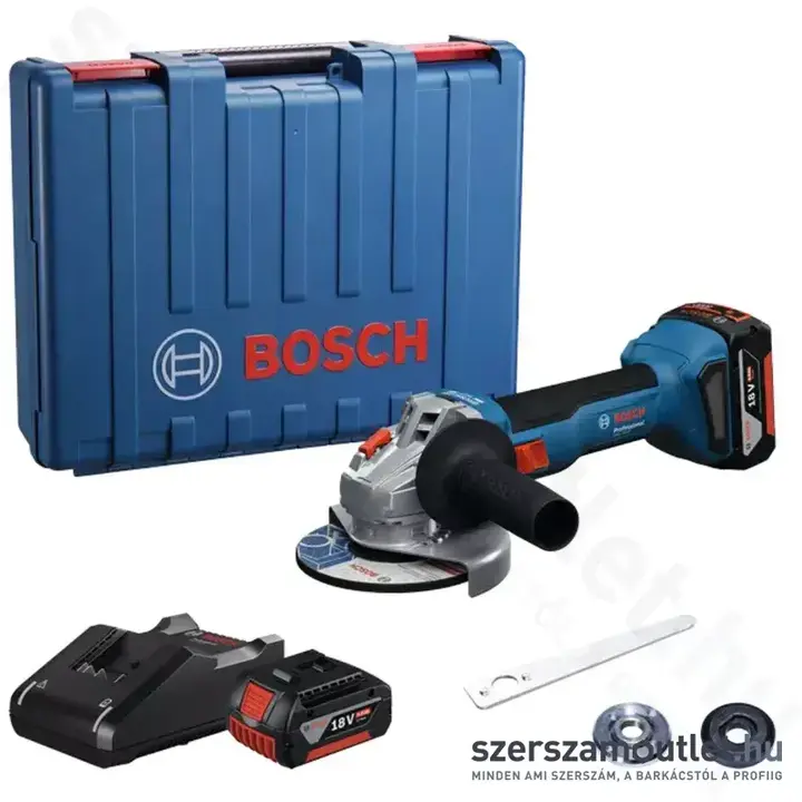 BOSCH GWS 18V-8 Akkus sarokcsiszoló kofferben (2x4,0Ah/18V) (06019N9020)
