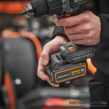 DEWALT X MCLAREN 18V XR ÜTVEFÚRÓ-CSAVAROZÓ + 2x 5Ah akkumulátor + DCB1104 4A töltő + TSTAK koffer