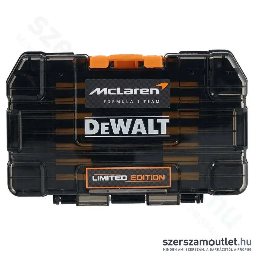 DEWALT × MCLAREN 28 DARABOS FLEXTORQ KÉSZLET, TOUGH CASE-BEN + Impact Ready bittartó