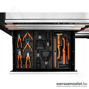 NEO TOOLS PRO Műhelykocsi, 12 fiókos + szerszám készlet 229db-os