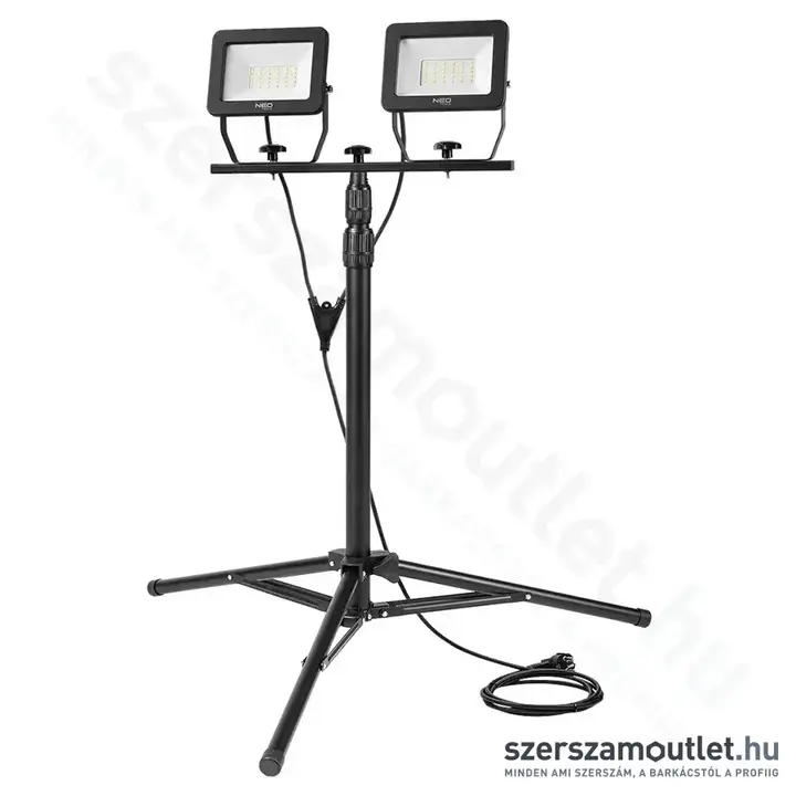 NEO TOOLS Reflektor teleszkópos állvánnyal, SMD-led, 9000lm, 6500K, IP65, 1,8m, 2x50W/230V