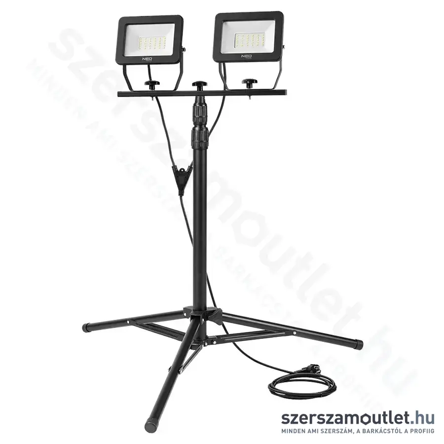 NEO TOOLS Reflektor teleszkópos állvánnyal, SMD-led, 5400lm, 6500K, IP65, 1,8m, 2x30W/230V