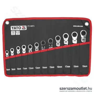 YATO Racsnis, csuklós csillág-villáskulcs készlet 8-19mm, 12db-os