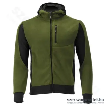 YATO Polár pulóver, kapucnis, cipzáras, 3XL-es (Fekete/Zöld)