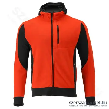 YATO Polár pulóver, kapucnis, cipzáras, 2XL-es (Fekete/Piros)