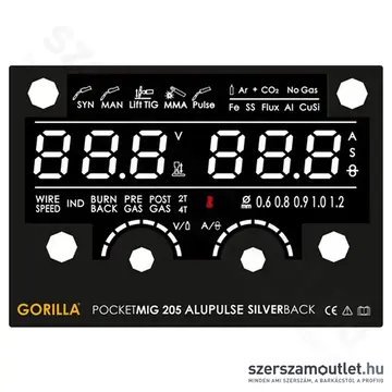 IWELD GORILLA POCKETMIG 205 ALUPULSE SILVERBACK Hegesztő inverter MMA/MIG, F osztály, IP23, 230V