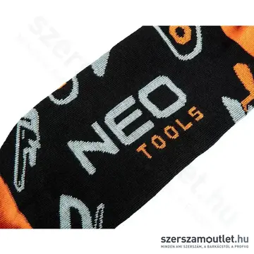 NEO TOOLS Munkazokni, 80% pamut, szerszám mintás, 39-42-es (Narancs/Fekete)