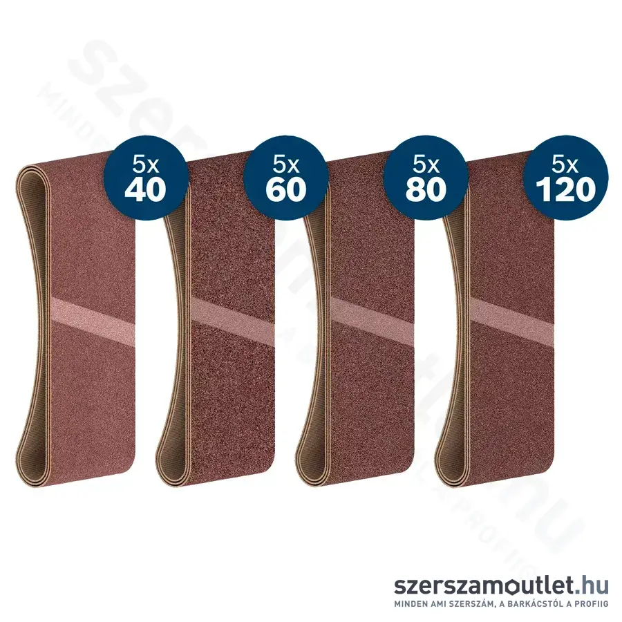 BOSCH PRO X440 Csiszolószalag készlet, G40/G60/G80/G120, 75x457mm, 20db-os