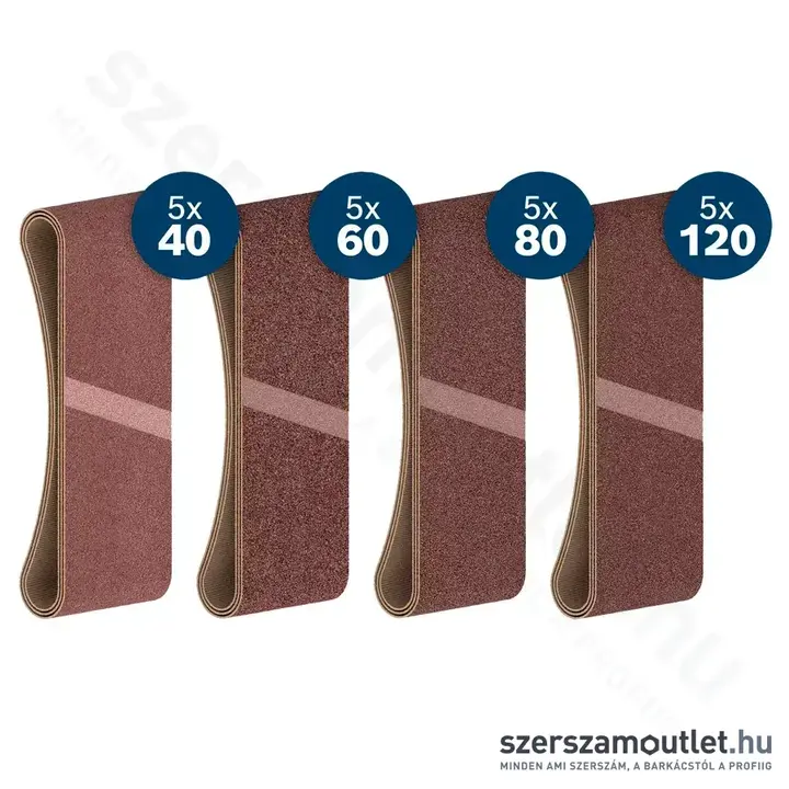 BOSCH PRO X440 Csiszolószalag készlet, G40/G60/G80/G120, 75x457mm, 20db-os