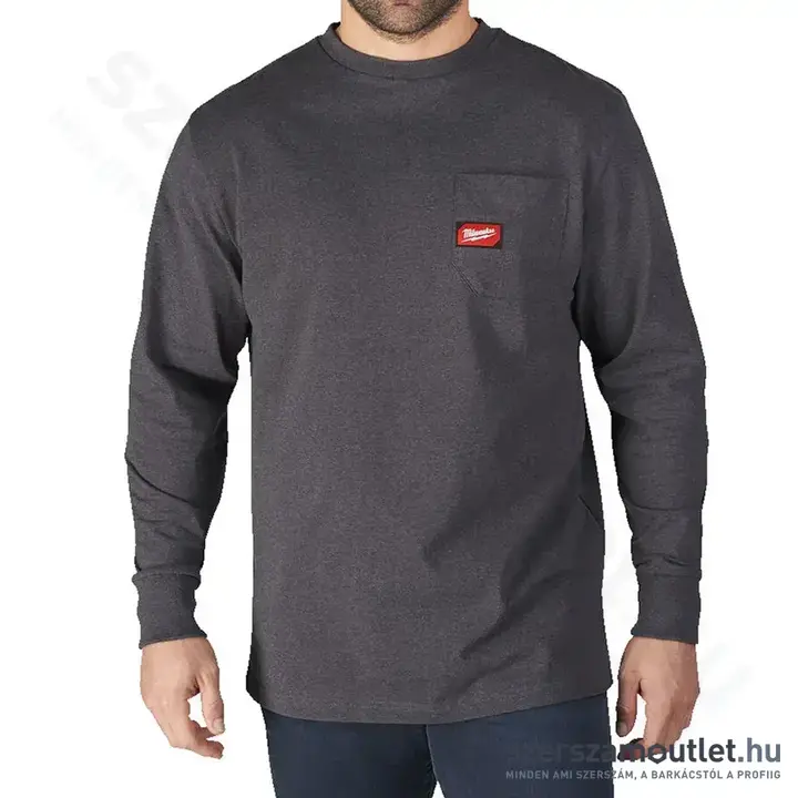 MILWAUKEE WT LS GR M Hosszú ujjú zsebes póló SÖTÉTSZÜRKE (M)