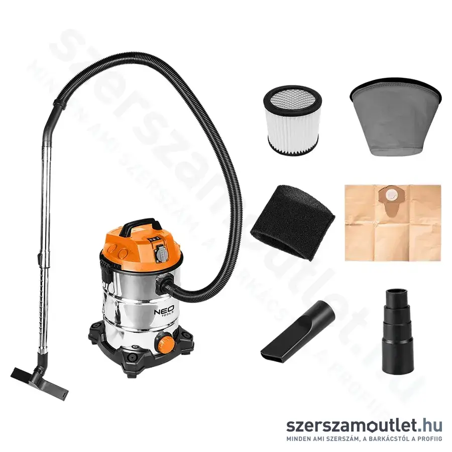 NEO TOOLS Száraz/nedves ipari porszívó, 30l, IPX4, 18kPa, 1400W/230V