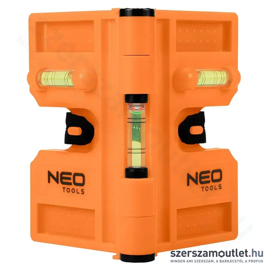 NEO TOOLS Oszlopvízmérték, állítható mágneses szárak, 3 libella, 15°-180°, 209mm