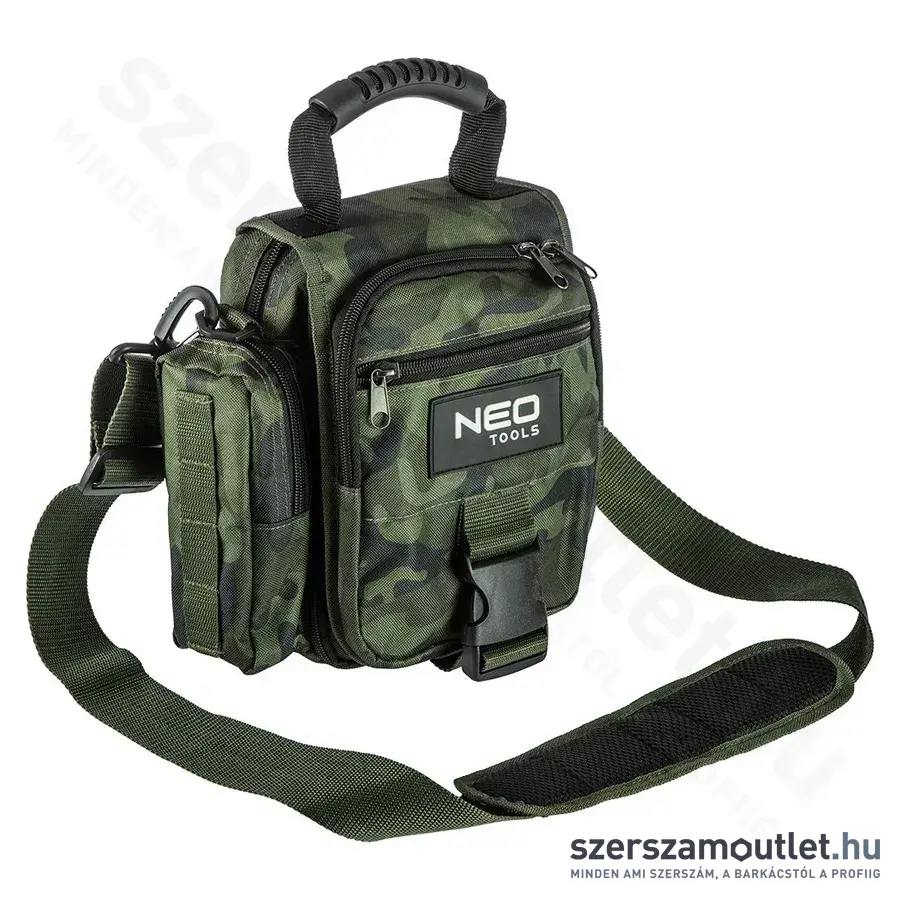 NEO TOOLS Szerszámtáska, 600D poliészter, 4 belsőzseb, 4 külső zseb, 36x26cmx10cm (Terepmintás)