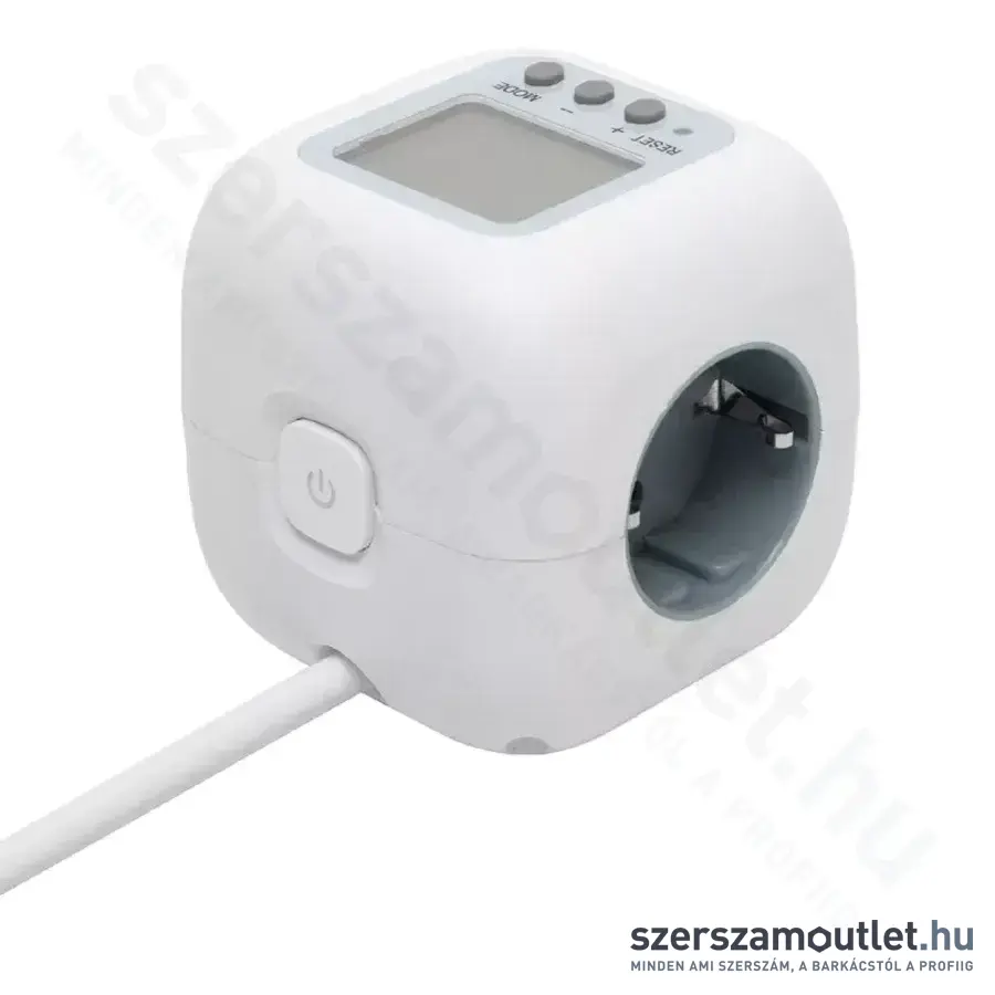 SOMOGYI Home CUBE2P Kocka elosztó fogyasztásmérővel, 3 aljzat gyermekvédelemmel, 1,5m vezeték, 3680W