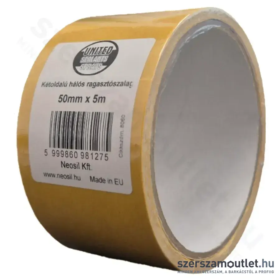 UNITED SEALANTS Kétoldalú, hálós ragasztószalag, 220 micron, 50mmx5m