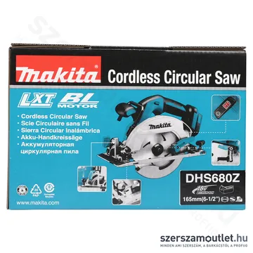 MAKITA DHS680Z Akkus szénkefementes körfűrész (18V/165mm) (Akku és töltő nélkül!)