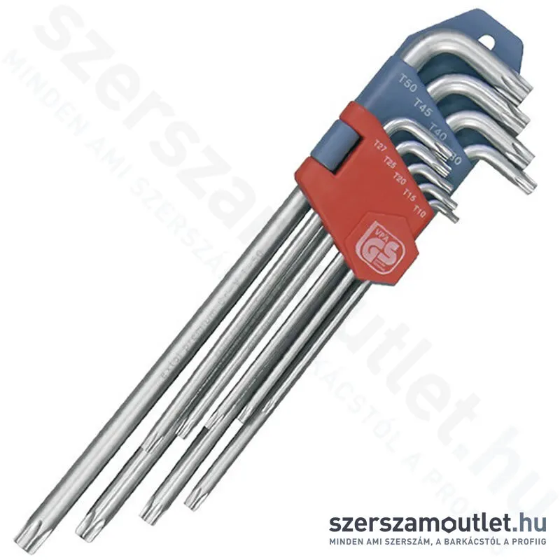 EXTOL Torx imbuszkulcs készlet, extra hosszú 9 részes (T10-T50)