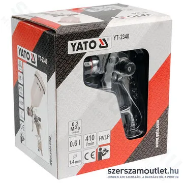 YATO Festékszóró pisztoly felsőtartályos 0,6l, 410l/p HVLP (YT-2340)