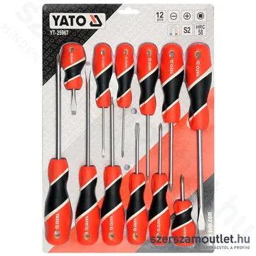 YATO Csavarhúzó készlet 12 részes, mágneses (SL+PH) (YT-25967)