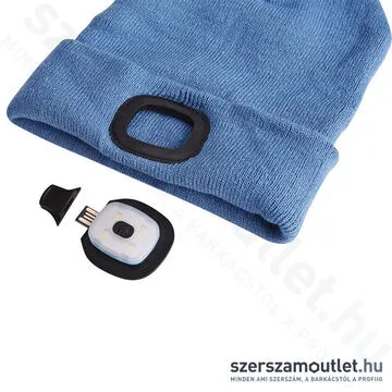 EXTOL Kötött sapka, kivehető LED homloklámpával 180lm (kék)