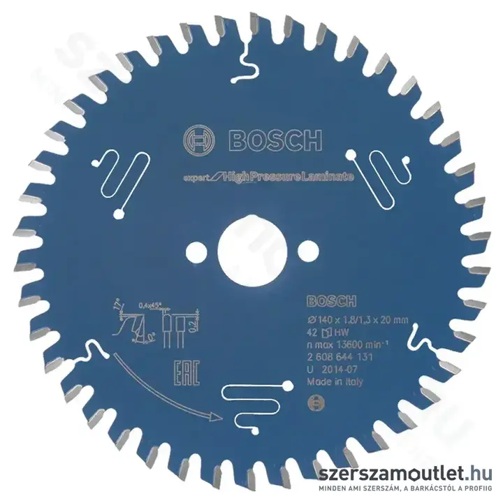BOSCH Expert for High Pressure Laminate körfűrésztárcsa (140x20x1,8 mm) 42 fog
