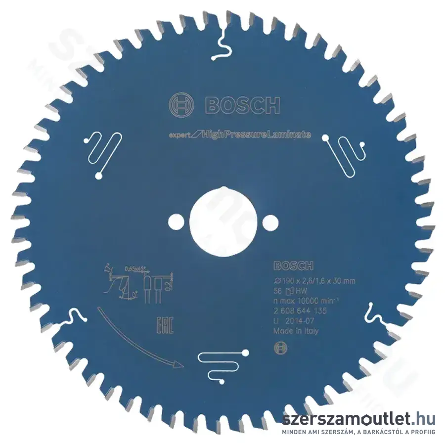 BOSCH Expert for High Pressure Laminate körfűrésztárcsa (190x30x2,6 mm) 56 fog