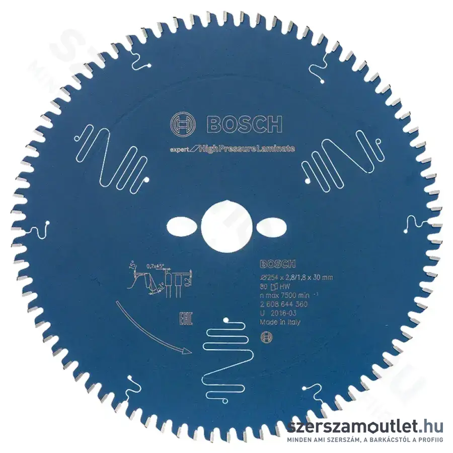 BOSCH Expert for High Pressure Laminate körfűrésztárcsa (254x30x2,8 mm) 80 fog
