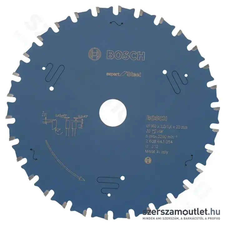 BOSCH Expert for Steel körfűrésztárcsa acélra (160x20 mm) 30 fog