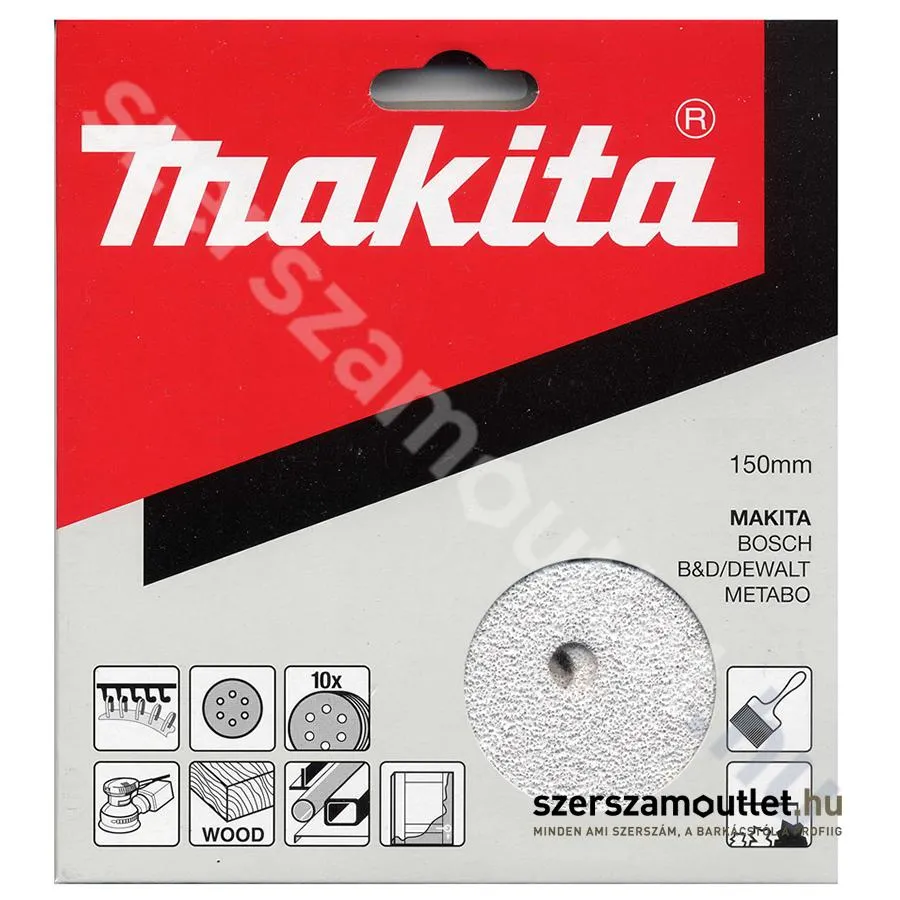 MAKITA Tépőzáras csiszolókorong fehér 150mm K240 (10db)