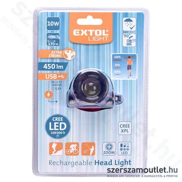 EXTOL LED fejlámpa 3 funkcióval 400lm