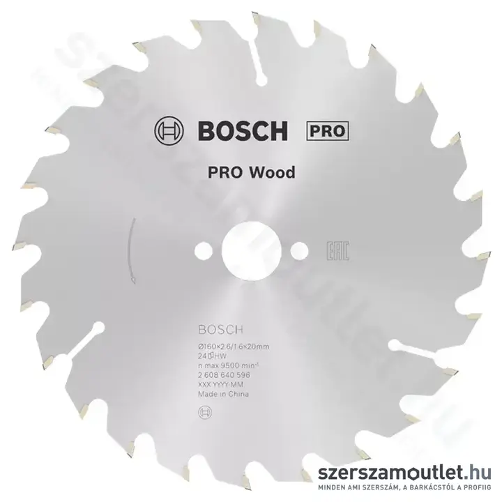 BOSCH Optiline Wood körfűrészlap kézi körfűrészekhez, 160x2,6/1,6x20/16 24 fog