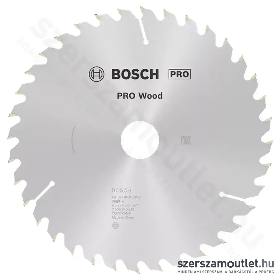 BOSCH Optiline Wood körfűrészlap kézi körfűrészekhez, 210x2,8/1,8x30mm 36 fog