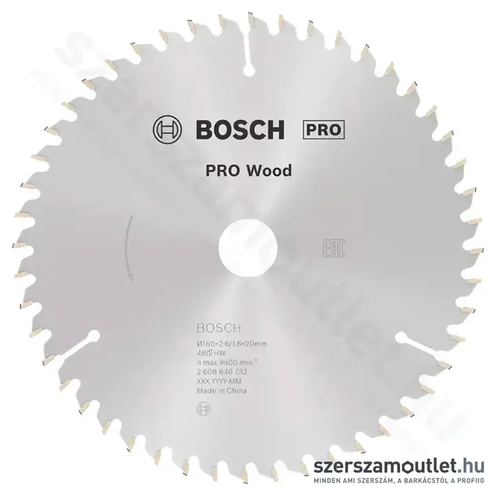 BOSCH Optiline Wood körfűrészlap kézi körfűrészekhez, 160x2,6/1,6x20/16 48 fog