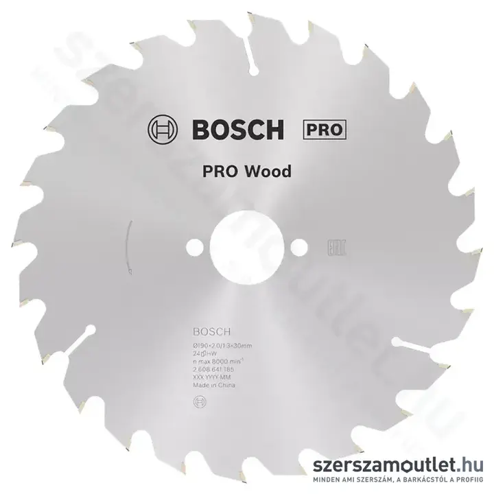 BOSCH Optiline Wood körfűrészlap kézi körfűrészekhez, 190x2,0/1,3x30mm 24 fog