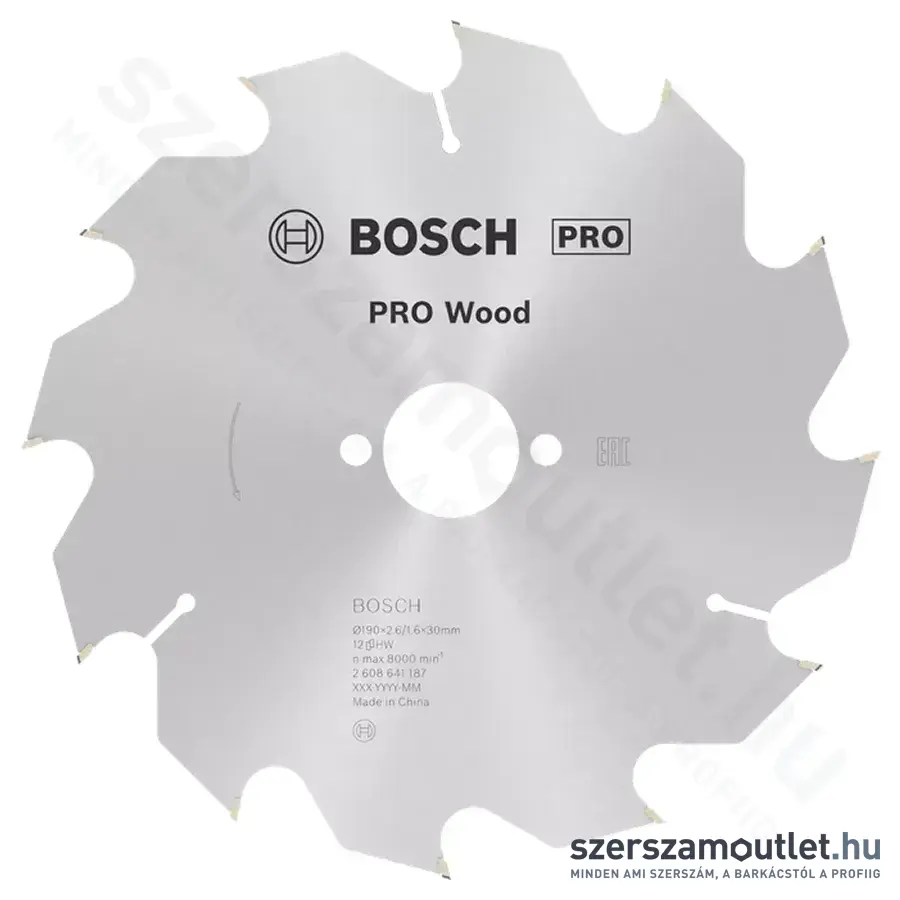 BOSCH Optiline Wood körfűrészlap kézi körfűrészekhez, 190x2,6/1,6x30mm 12 fog
