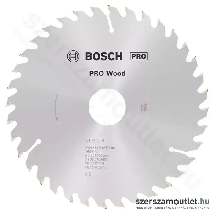 BOSCH Optiline Wood körfűrészlap kézi körfűrészekhez, 165x2,6/1,6x30 36 fog