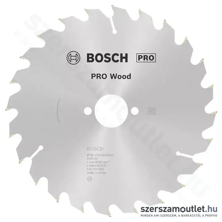 BOSCH Optiline Wood körfűrészlap kézi körfűrészekhez, 190x2,6/1,6x30mm 24 fog