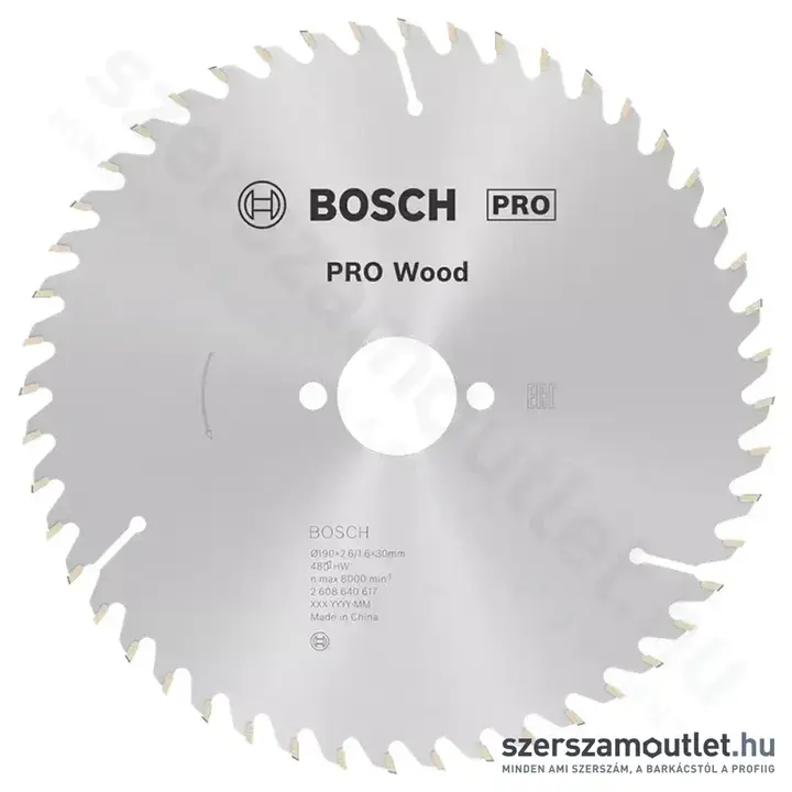 BOSCH Optiline Wood körfűrészlap kézi körfűrészekhez, 190x2,6/1,6x30mm 48 fog