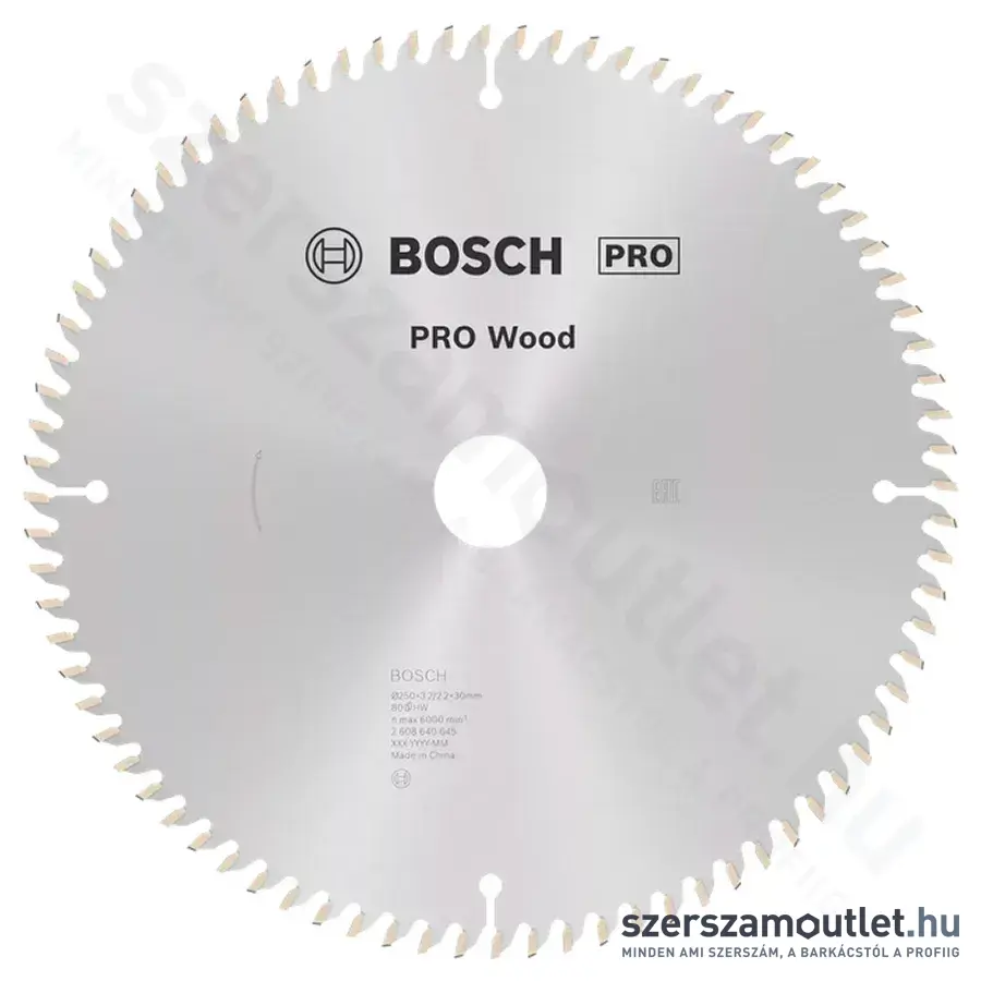 BOSCH Optiline Wood körfűrészlap leszabó és gérvágó fűrészekhez, 250x3,2/2,2x30mm 80 fog