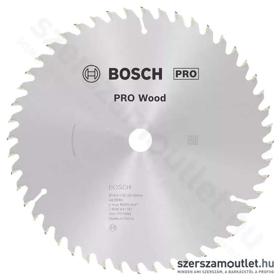 BOSCH Optiline Wood körfűrészlap kézi körfűrészekhez, 184x2,6/1,6x16 48 fog
