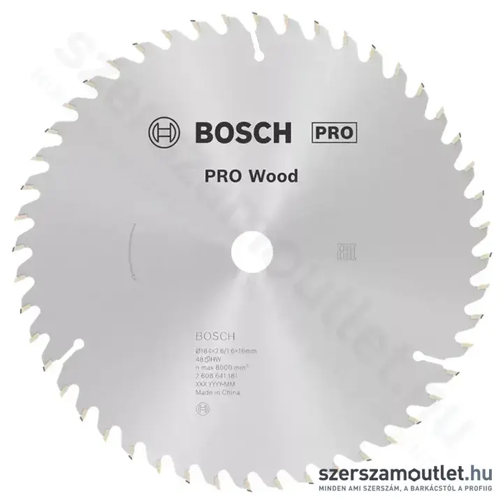BOSCH Optiline Wood körfűrészlap kézi körfűrészekhez, 184x2,6/1,6x16 48 fog