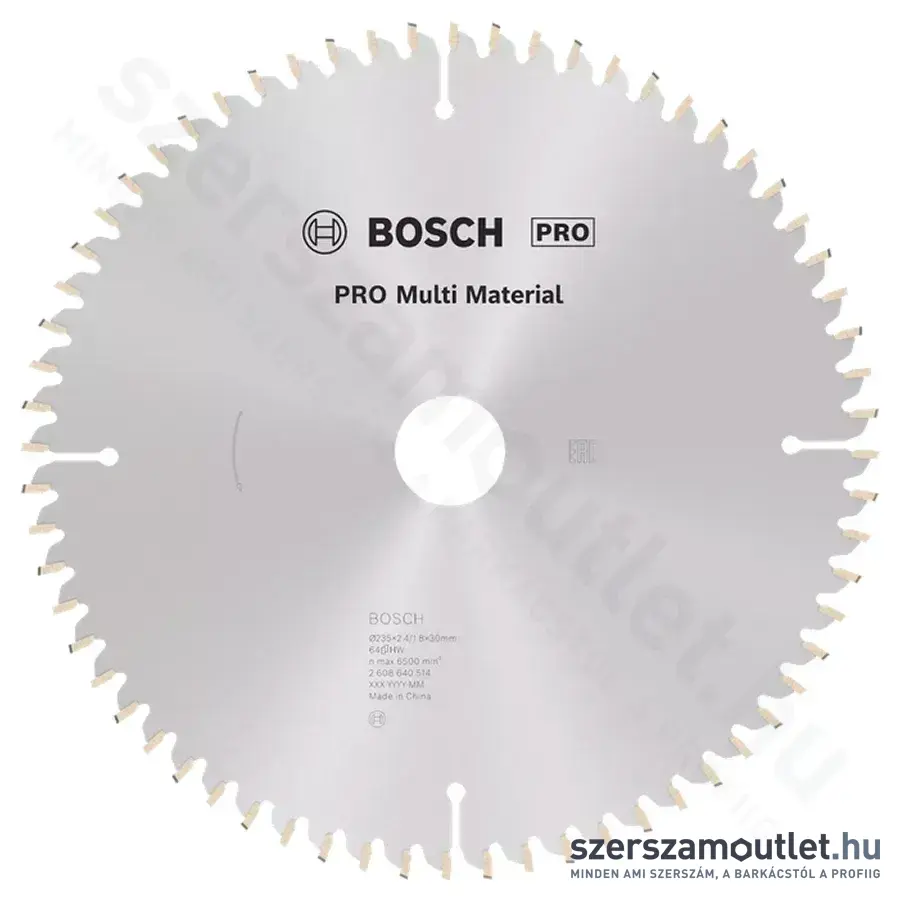 BOSCH Multi Material körfűrészlap kézi körfűrészhez, 235x2,4/1,8x30/20 64 fog, HLTCG