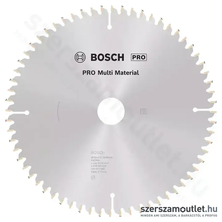 BOSCH Multi Material körfűrészlap kézi körfűrészhez, 235x2,4/1,8x30/20 64 fog, HLTCG