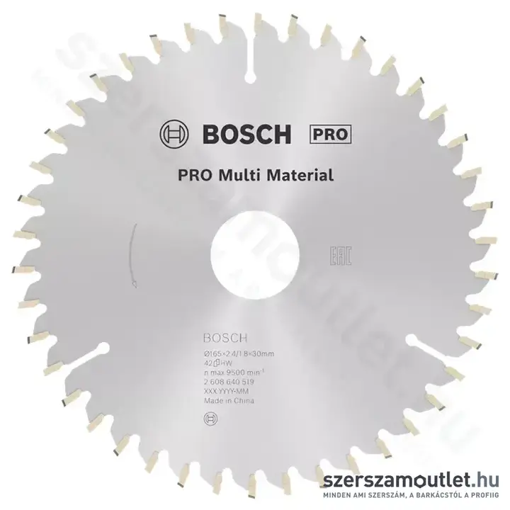 BOSCH Multi Material körfűrészlap kézi körfűrészhez, 165x2,4/1,8x30 42 fog, HLTCG
