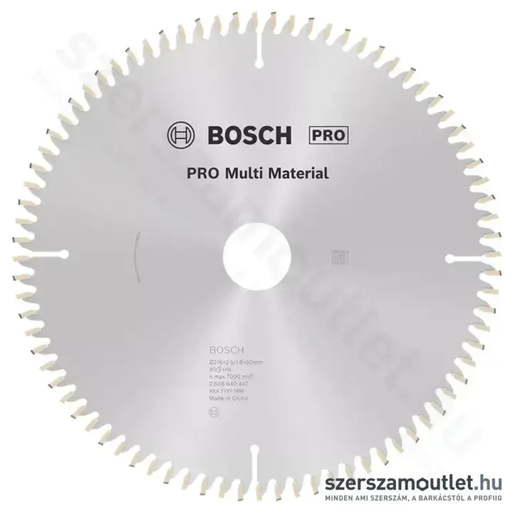 BOSCH Multi Material körfűrészlap gérvágó és asztali körfűrészhez, 216x2,5/1,8x30mm 80 fog, HLTCG