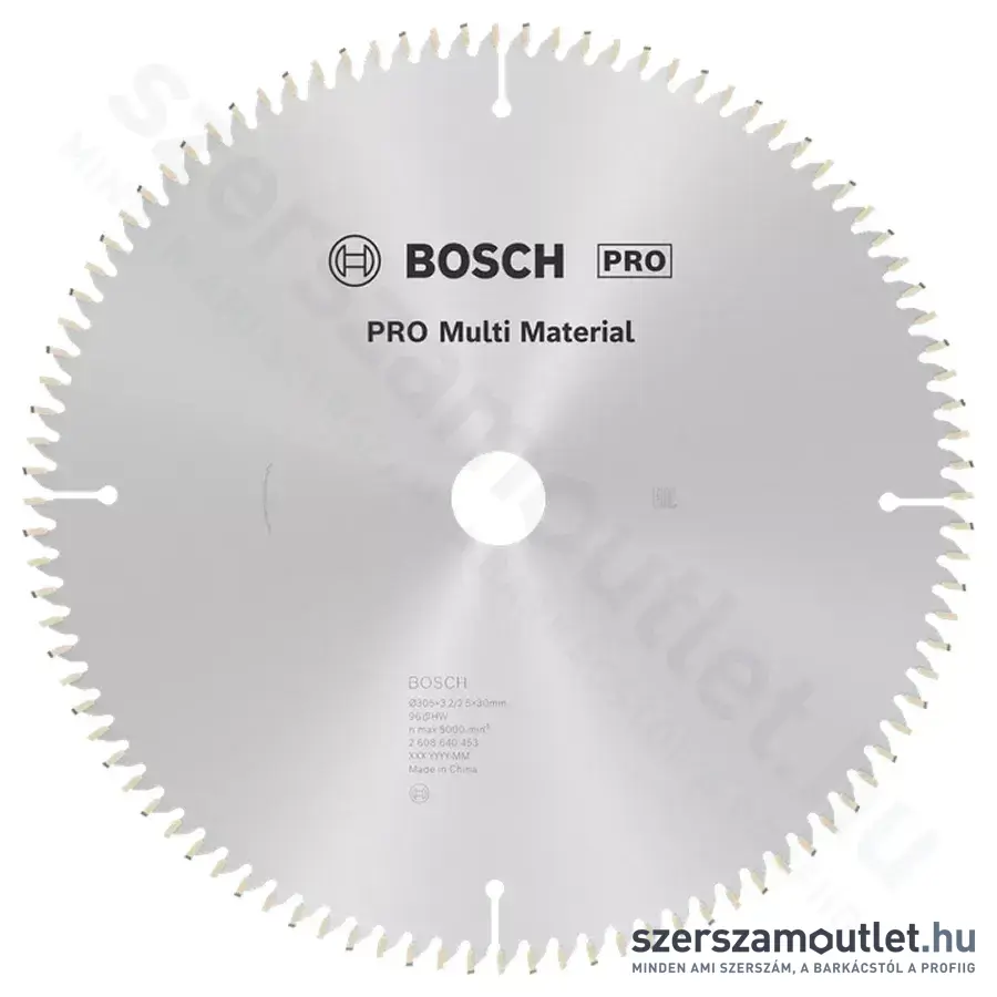 BOSCH Multi Material körfűrészlap gérvágó és asztali körfűrészhez, 305x3,2/2,5x30mm 96 fog, HLTCG