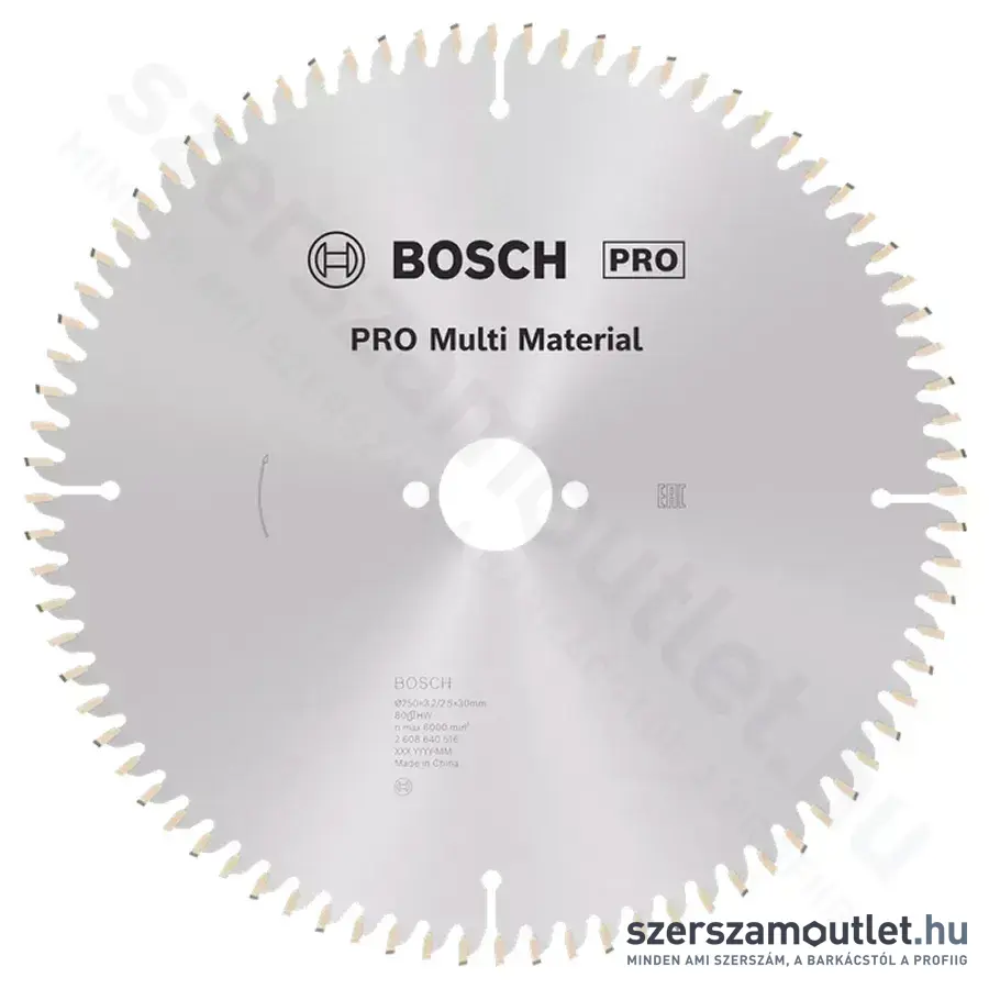 BOSCH Multi Material körfűrészlap gérvágó és asztali körfűrészhez, 250x3,2/2,5x30mm 80 fog, HLTCG