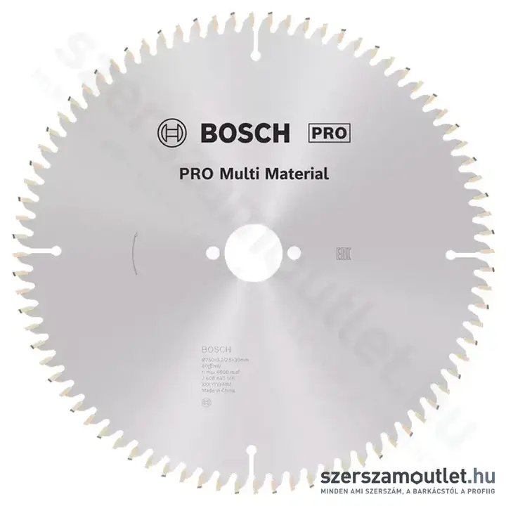 BOSCH Multi Material körfűrészlap gérvágó és asztali körfűrészhez, 250x3,2/2,5x30mm 80 fog, HLTCG